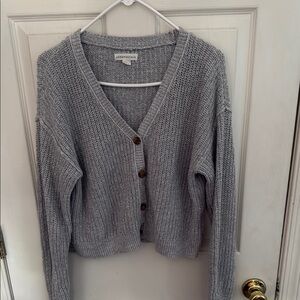 Aeropostale Gray Cardigan Sweater with Ribbed Knit Texture